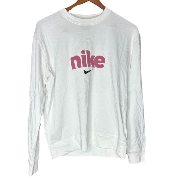 Nike Sweaters - Nike Women's Crew Neck Long Sleeve Shirt Size M White with Lower Case Logo Pink